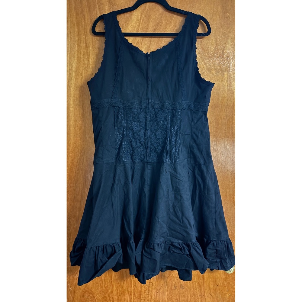 Tripp NYC Black Lace Trim Ruffle Hem Gothic Mini Dress Sleeveless Punk - Picture 6 of 11